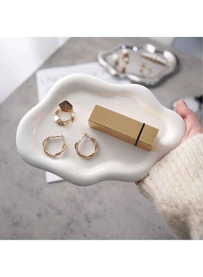 Eworld Cloud Shaped Ceramic Tray – Ring & Trinket Dish, Decorative Storage for Jewelry, Keys & Small Accessories - Image 4